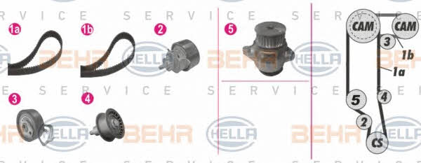 Behr-Hella 8MP 376 814-851 TIMING BELT KIT WITH WATER PUMP 8MP376814851
