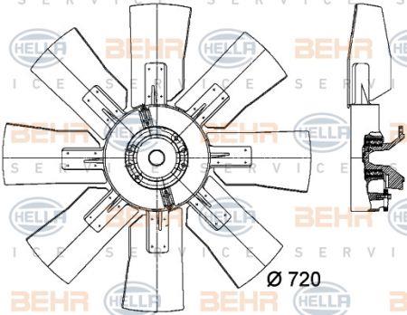 Behr-Hella 8MV 376 727-121 Hub, engine cooling fan wheel 8MV376727121