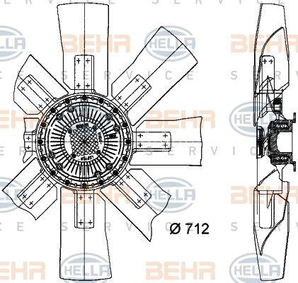 Behr-Hella 8MV 376 727-371 Hub, engine cooling fan wheel 8MV376727371