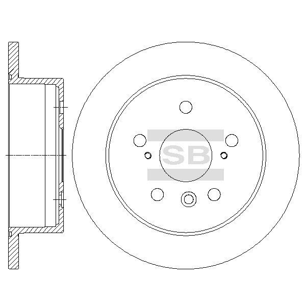 Sangsin SD4051 Rear brake disc, non-ventilated SD4051