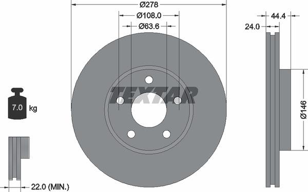 Textar 98200124801 Brake disc 98200124801