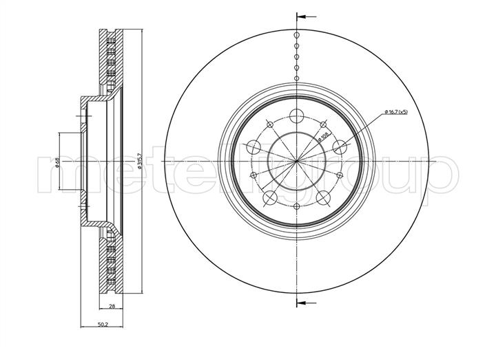 Metelli 23-0847C Front brake disc ventilated 230847C