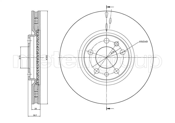 Front vented brake disc Metelli 23-0861C