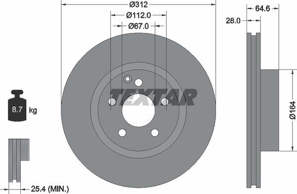 Textar 92115305 Ventilated disc brake, 1 pcs. 92115305