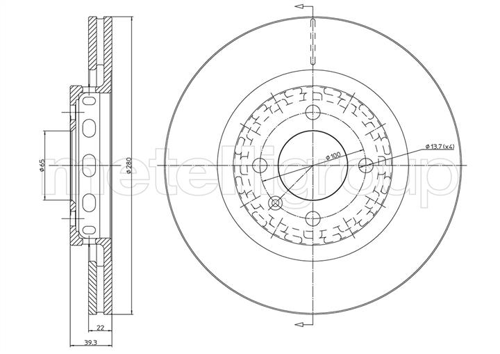 Cifam 800-656 Front brake disc ventilated 800656