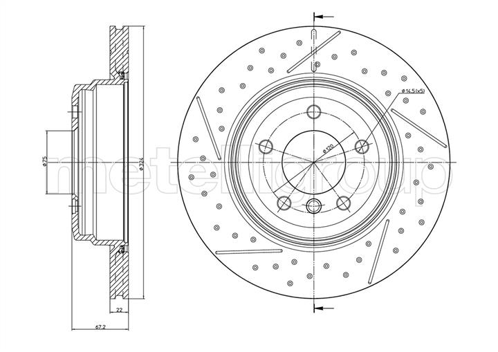 Metelli 231693C Rear ventilated brake disc 231693C