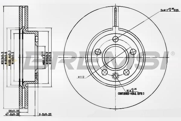 Bremsi DBB160V Front brake disc ventilated DBB160V