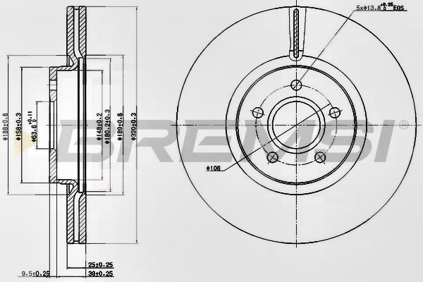 Bremsi DBB649V Front brake disc ventilated DBB649V