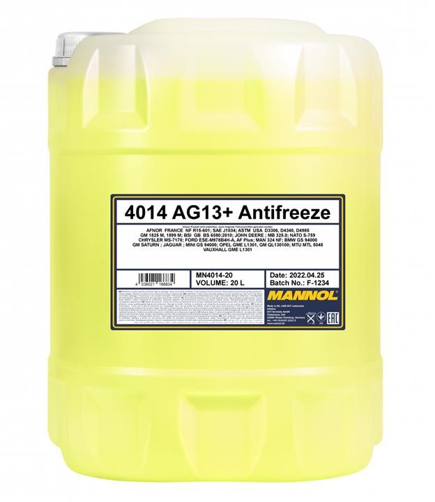 Mannol MN4014-20 Frostschutz MANNOL Antifreeze Advanced 4014 AG13+ gelb, gebrauchsfertig -40C, 20 l MN401420
