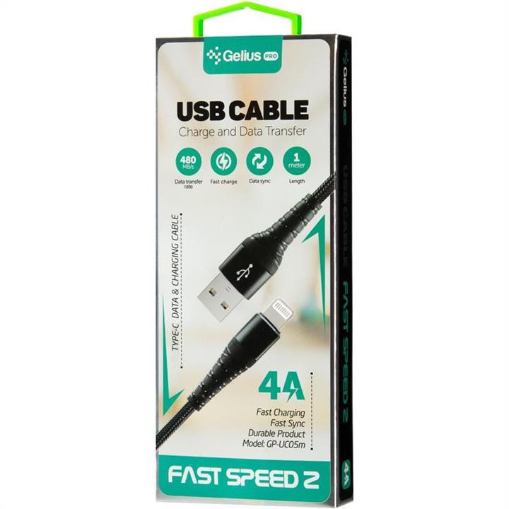 USB Cable Gelius Pro Fast Speed ​​2 GP-UC05i Lightning Black (12 months) Gelius 00000082832