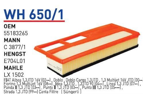 Wunder WH-650/1 Air filter WH6501