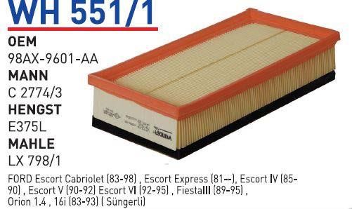 Wunder WH-551/1 Air filter WH5511