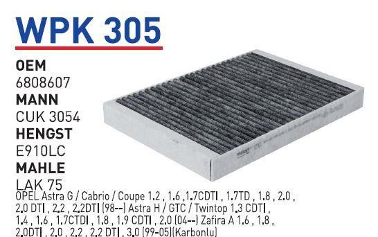Wunder WP K305 Activated Carbon Cabin Filter WPK305