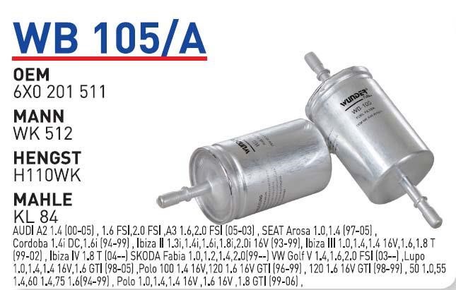 Wunder WB 105A Fuel filter WB105A