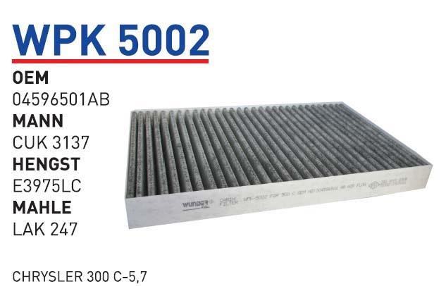 Wunder WPK 5002 Activated Carbon Cabin Filter WPK5002