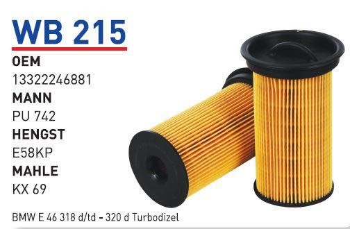 Wunder WB 215 Fuel filter WB215