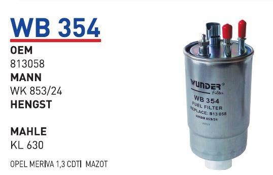 Wunder WB 354 Fuel filter WB354