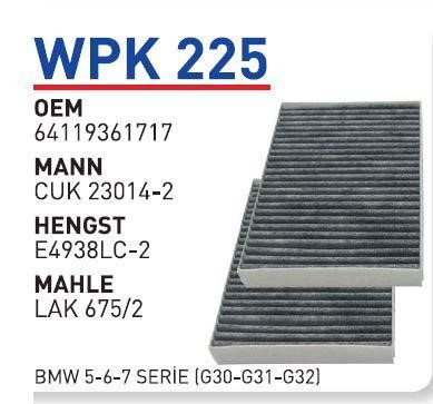 Wunder WPK-225 Activated Carbon Cabin Filter WPK225