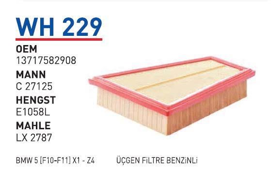 Wunder WH 229 Air filter WH229
