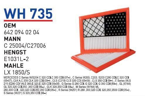 Wunder WH 735 Air filter WH735