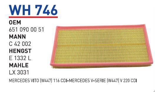 Wunder WH 746 Air filter WH746
