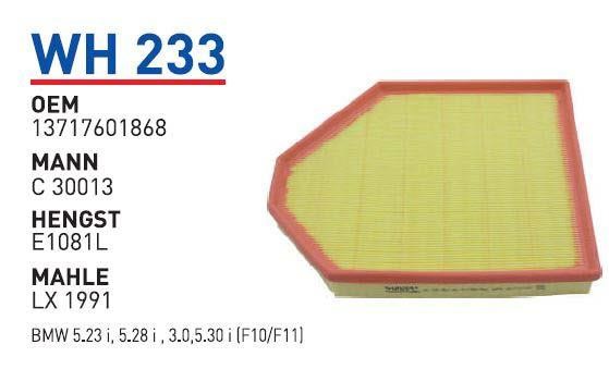 Wunder WH 233 Air filter WH233