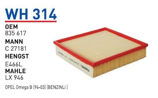 Wunder WH 314 Air filter WH314