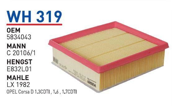 Wunder WH 319 Air filter WH319