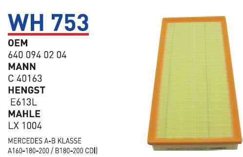 Wunder WH 753 Air filter WH753