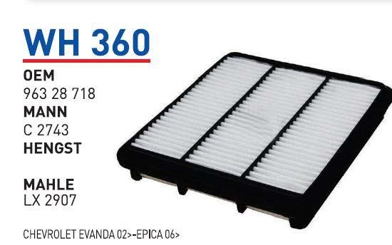 Wunder WH 360 Air filter WH360
