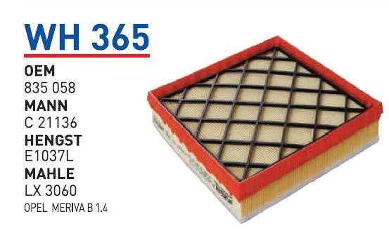 Wunder WH 365 Air filter WH365
