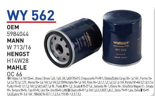 Wunder WY 562 Oil Filter WY562