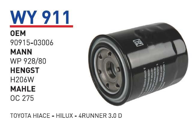 Wunder WY 911 Oil Filter WY911
