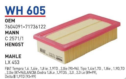 Wunder WH 605 Air filter WH605