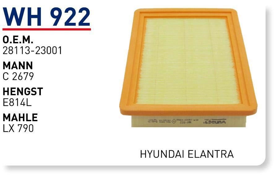 Wunder WH 922 Air filter WH922