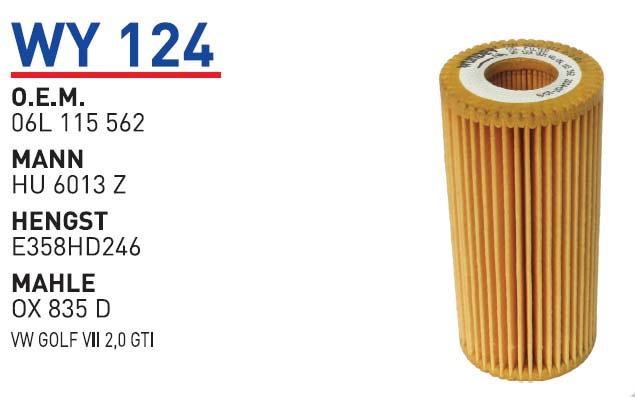 Wunder WY 124 Oil Filter WY124