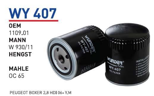 Wunder WY 407 Oil Filter WY407
