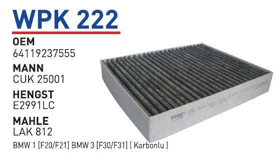 Wunder WPK 222 Activated Carbon Cabin Filter WPK222