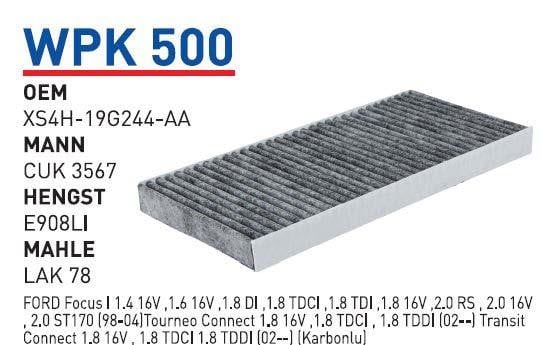 Wunder WPK 500 Activated Carbon Cabin Filter WPK500