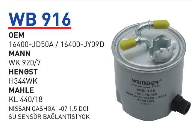 Wunder WB 916 Fuel filter WB916