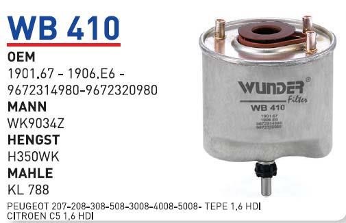 Wunder WB-410 Fuel filter WB410