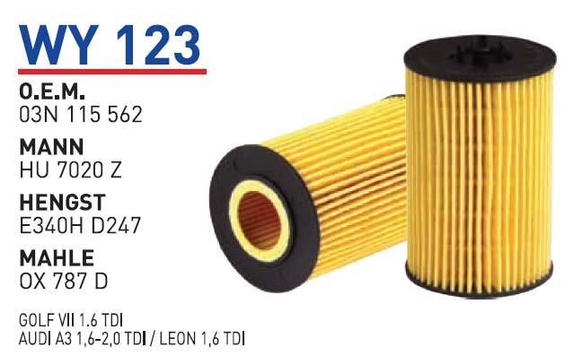 Wunder WY 123 Oil Filter WY123