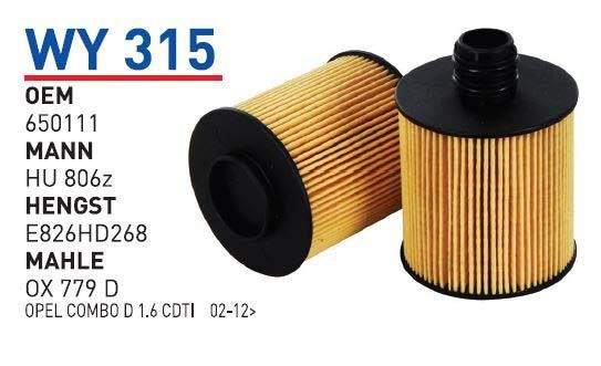 Wunder WY 315 Oil Filter WY315