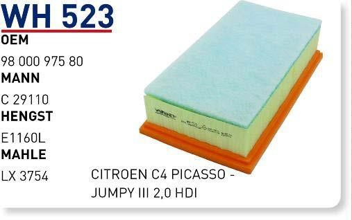 Wunder WH 523 Air filter WH523