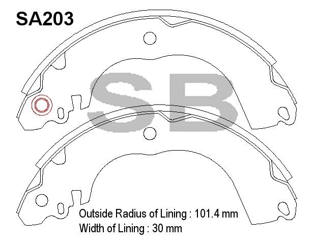 Sangsin SA203 Drum brake shoes rear, set SA203