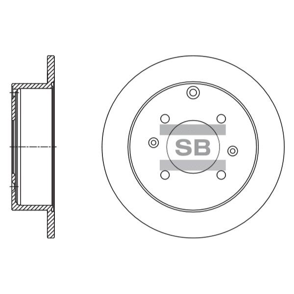Sangsin SD1114 Rear brake disc, non-ventilated SD1114