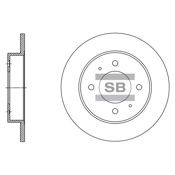 Sangsin SD1115 Rear brake disc, non-ventilated SD1115