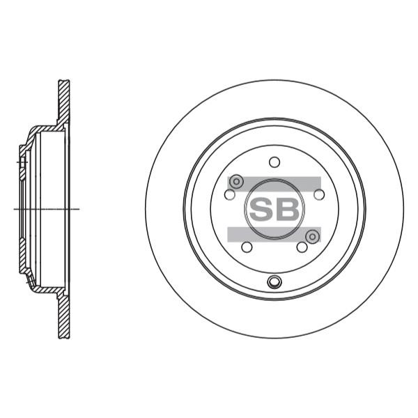 Sangsin SD1125 Rear brake disc, non-ventilated SD1125