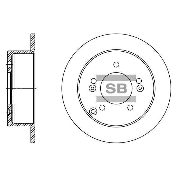Sangsin SD1128 Rear brake disc, non-ventilated SD1128