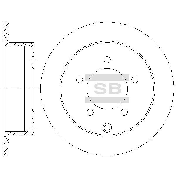 Sangsin SD4333 Rear brake disc, non-ventilated SD4333